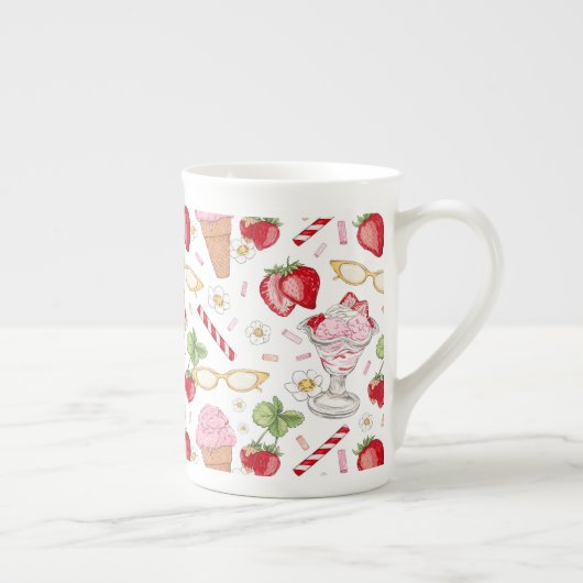 Strawberry Sundae Pattern Porselein Kop (Rechts)