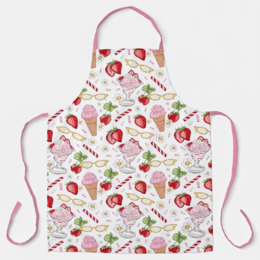 Strawberry Sundae Pattern Schort (Voorkant)