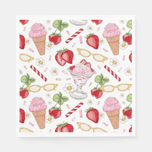 Strawberry Sundae Pattern Servet (Voorkant)