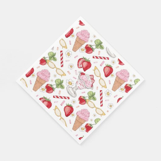 Strawberry Sundae Pattern Servet (Hoek)
