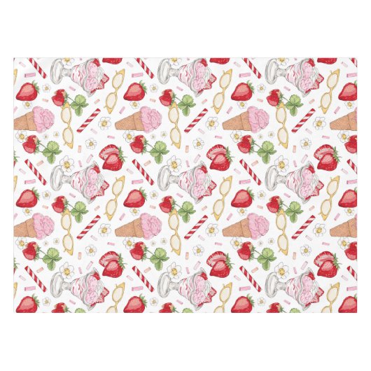 Strawberry Sundae Pattern Tafelkleed (Voorkant (Horizontaal))