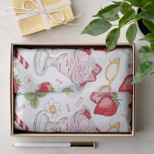 Strawberry Sundae Pattern Tissuepapier (Geschenk)