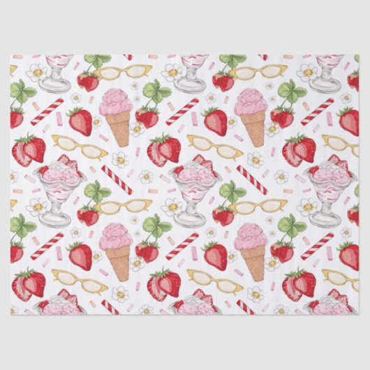 Strawberry Sundae Pattern Tissuepapier (Voorkant)