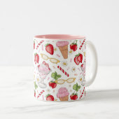 Strawberry Sundae Pattern Tweekleurige Koffiemok (Voorkant rechts)