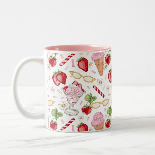 Strawberry Sundae Pattern Tweekleurige Koffiemok (Links)
