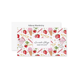 Strawberry Sundae Pattern Visitekaartje
