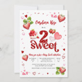 Strawberry Sweet 2nd Birthday Invitation Kaart (Voorkant)