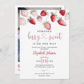 Strawberry Sweet Baby shower Foto QR-code Kaart (Voorkant / Achterkant)