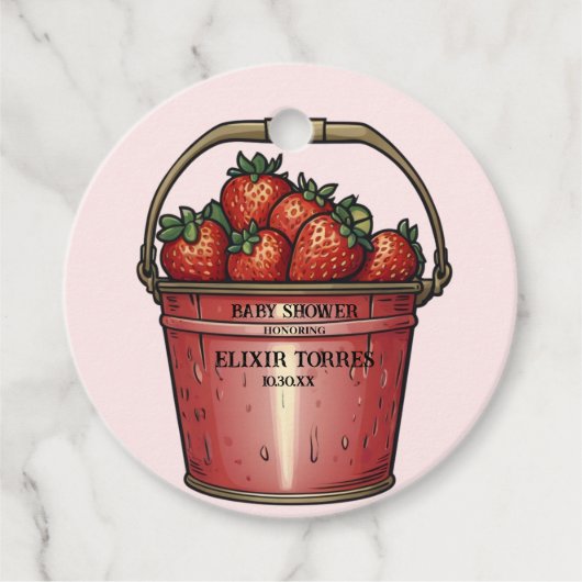 Strawberry Sweet Bucket Baby shower Bedankjes Labels (Voorkant)