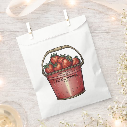 Strawberry Sweet Bucket Baby shower Bedankzakje (Geknipt)
