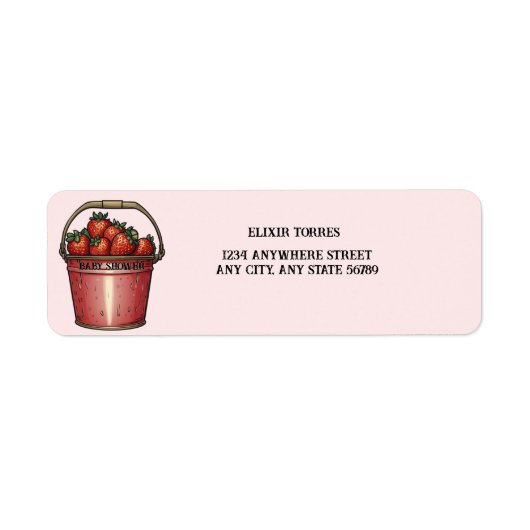 Strawberry Sweet Bucket Baby shower Etiket (Voorkant)