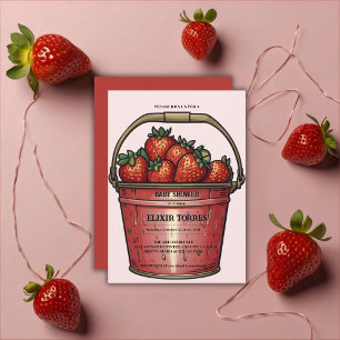 Strawberry Sweet Bucket Baby shower Kaart