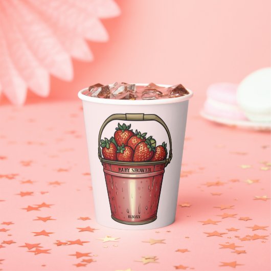 Strawberry Sweet Bucket Baby shower Papieren Bekers (Insitu)