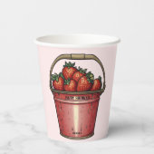 Strawberry Sweet Bucket Baby shower Papieren Bekers (Achterkant)