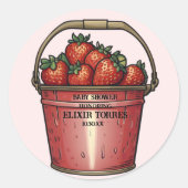 Strawberry Sweet Bucket Baby shower Ronde Sticker (Voorkant)