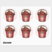 Strawberry Sweet Bucket Baby shower Ronde Sticker (Vel)