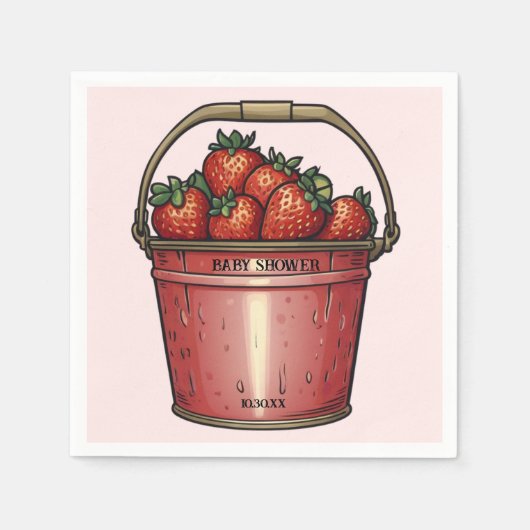 Strawberry Sweet Bucket Baby shower Servet (Voorkant)