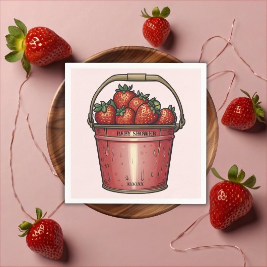 Strawberry Sweet Bucket Baby shower Servet