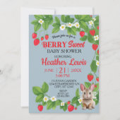 Strawberry Sweet Bunny Baby shower (Rood & Blauw) Kaart (Voorkant)