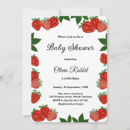  Strawberry Sweet Fruit Fresh Baby Shower Girl Kaart