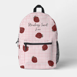 Strawberry Sweet Love – Minimal Berry Trio on Red Bedrukte Rugzak