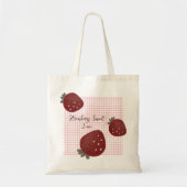 Strawberry Sweet Love – Minimal Berry Trio on Red Tote Bag (Voorkant)