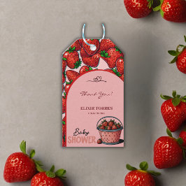 Strawberry Sweet Pink Bucket Baby shower Cadeaulabel