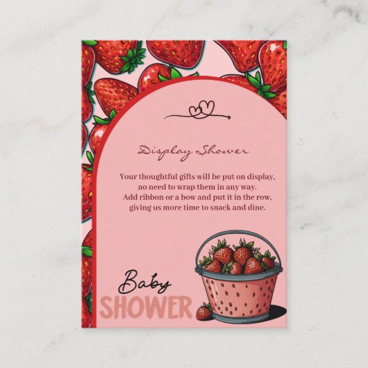 Strawberry Sweet Pink Bucket Baby shower Informatiekaartje (Voorkant)