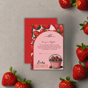 Strawberry Sweet Pink Bucket Baby shower Informatiekaartje