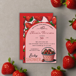 Strawberry Sweet Pink Bucket Baby shower Kaart