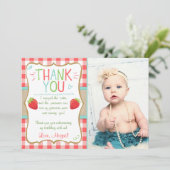 Strawberry Sweet Summer Birthday Dank je wel Bedankkaart (Staand voorkant)