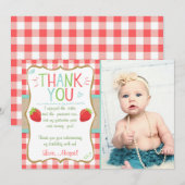 Strawberry Sweet Summer Birthday Dank je wel Bedankkaart (Voorkant / Achterkant)