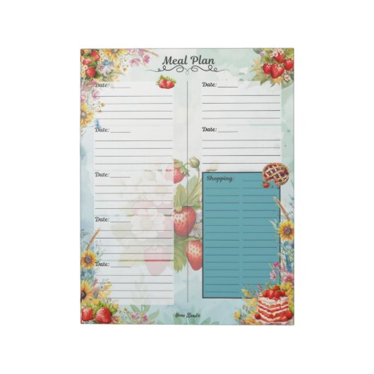 Strawberry Sweet Treat 7 Day Meal Planner Notitieblok (Linkerzijde)