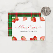 Strawberry Sweet waterverf baby shower bedankt Notitiekaartje (Voorkant / Achterkant in situ)