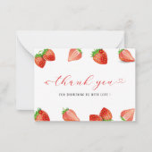 Strawberry Sweet waterverf baby shower bedankt Notitiekaartje (Voorkant)