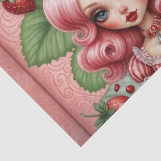 Strawberry Sweetheart Roze-Haired Cutie Decoupage Tissuepapier (Detail)
