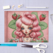 Strawberry Sweetheart Roze-Haired Cutie Decoupage Tissuepapier (Craft)