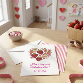 Strawberry Sweetheart Valentines Day Card for Kids Notitiekaartje