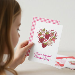 Strawberry Sweetheart Valentines Day Card for Kids Notitiekaartje