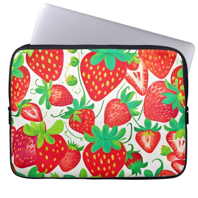 Strawberry Swirl Pattern Laptop Sleeve (Voorkant)