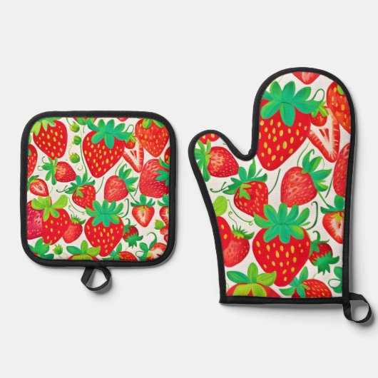 Strawberry Swirl Pattern Ovenwant & Pannenlap Set (Voorkant)