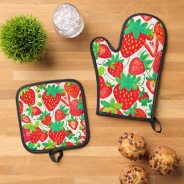 Strawberry Swirl Pattern Ovenwant & Pannenlap Set