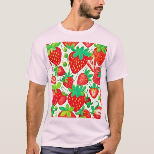 Strawberry Swirl Pattern T-shirt (Voorkant)