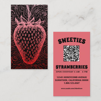 strawberry swirl with QR code Visitekaartje
