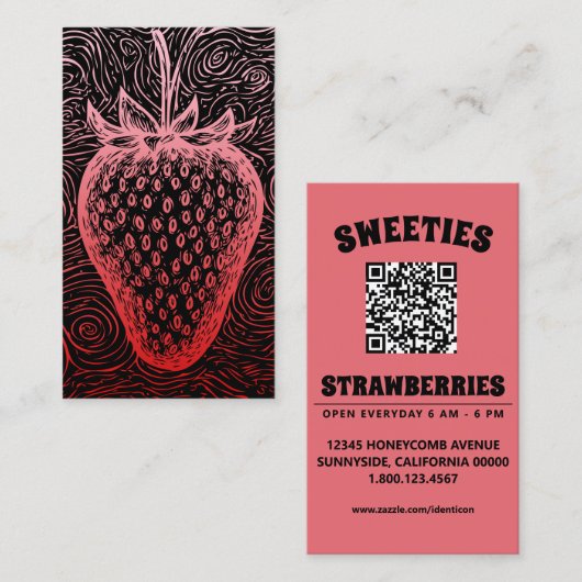 strawberry swirl with QR code Visitekaartje (Voorkant / Achterkant)