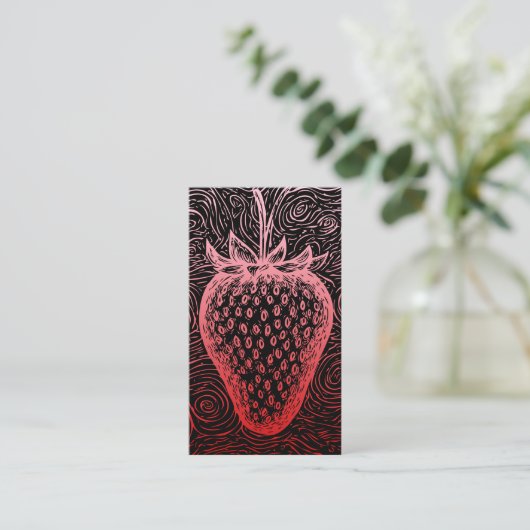 strawberry swirl with QR code Visitekaartje (Staand voorkant)