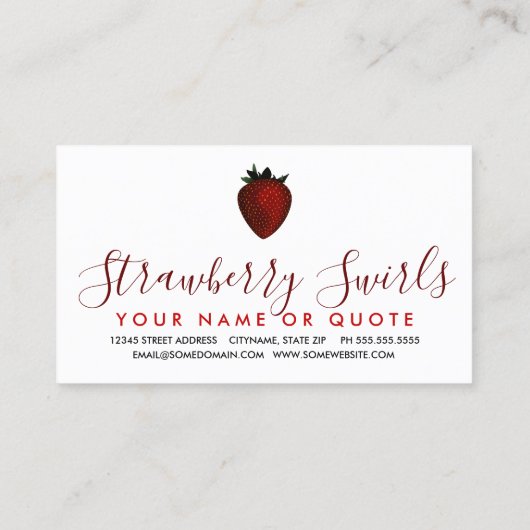 Strawberry Swirls visitekaartje (Achterkant)