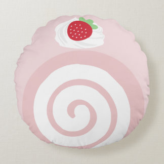 Strawberry Swiss Roll Cake Pillow Rond Kussen