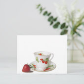 StrawBerry Tea Cup en schotel Briefkaart (Staand voorkant)