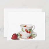 StrawBerry Tea Cup en schotel Briefkaart (Voorkant / Achterkant)